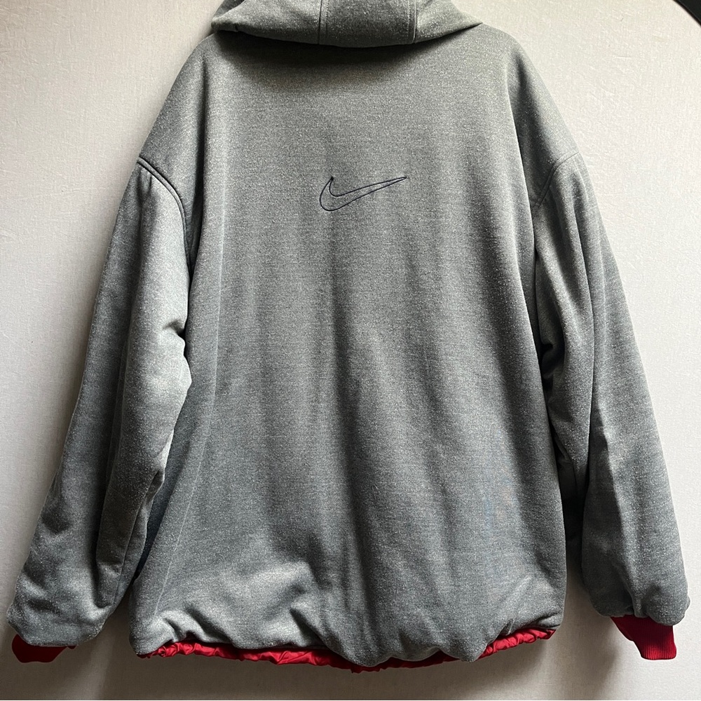 Vintage Nike Reversible Zip-Up Hoodie Red/Grey Zip Front Rare Find Men’s Sz 2XL - Picture 9 of 14